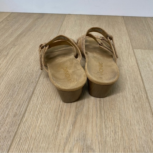 Vionic Triple Strap Cork Wedge Sandals Size 8 - Picture 4 of 6